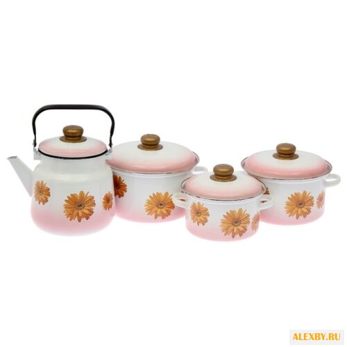 Набор посуды Эмаль Герберы