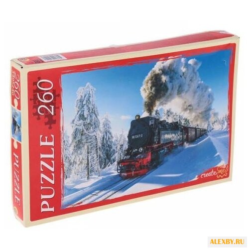 Пазл Рыжий кот Поезд в зимнем