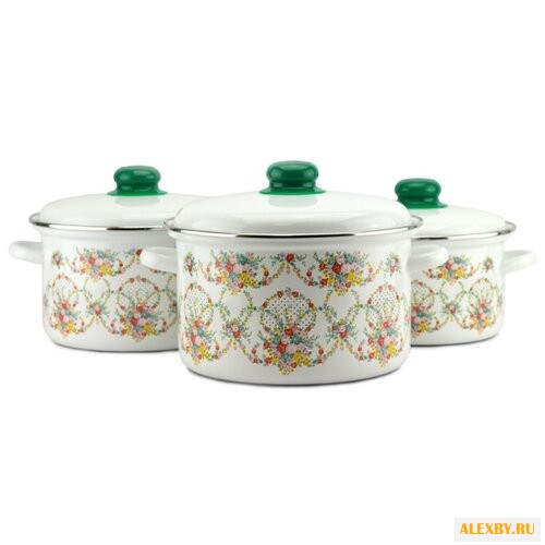 Набор кастрюль Эмаль Розовый