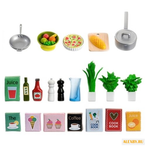 Набор продуктов с посудой